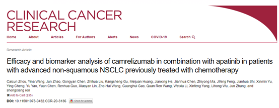 卡瑞利珠单抗联合阿帕替尼治疗非鳞NSCLC的疗效和生物学标志物分析
